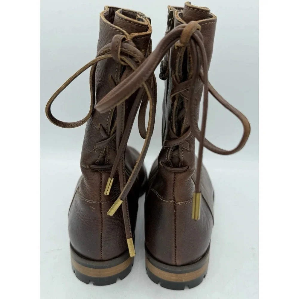 Fabianelli Brown Leather Italian Made Tie Back Boots Women's‎ 38/8 NEW